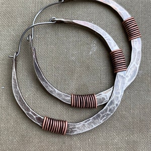 Mixed Metal Hoop Earrings / Sterling Silver / Statement Jewelry / Copper Hoops / DanielleRoseBean Big Hoop Earrings / Silver Hoops