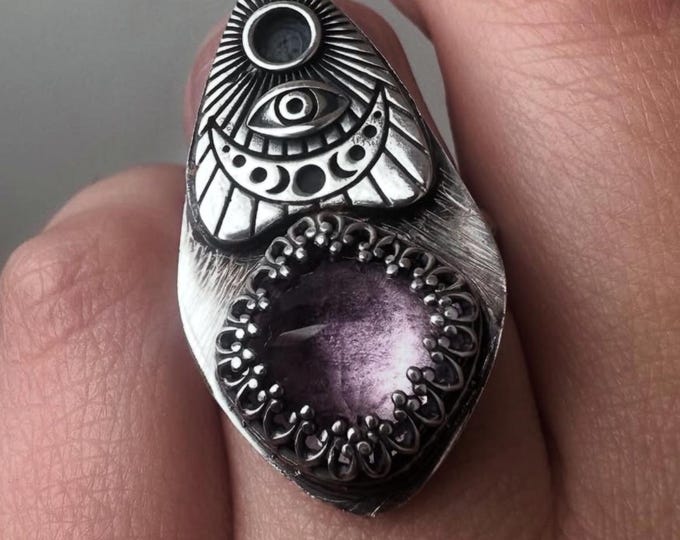 Lavender Amethyst Planchette Ring