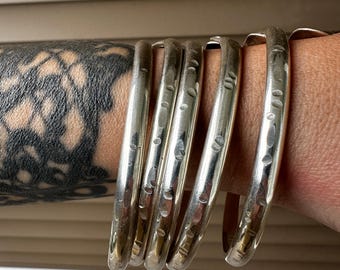 Hammered Sterling Silver Bangle Bracelets