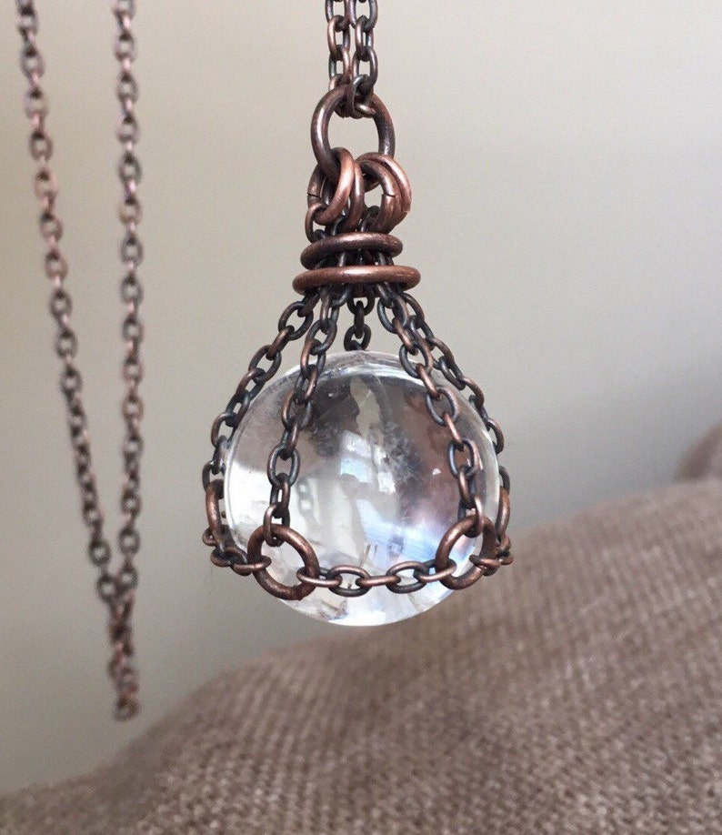 Crystal Ball Necklace Quartz Crystal Healing Crystal Clear Etsy