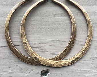 Hoop Earrings / Large Hoops / Brass / Hammered Hoops / Thick Hoops DanielleRoseBean / Custom jewelry / Big Hoops / Boho / sale