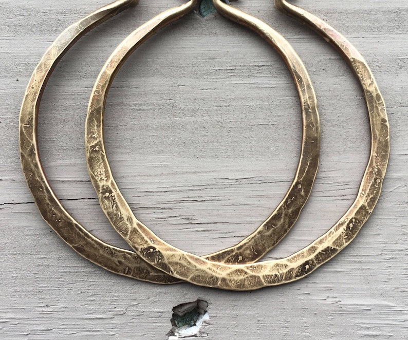 Hoop Earrings / Large Hoops / Brass / Hammered Hoops / Thick Hoops DanielleRoseBean / Custom jewelry / Big Hoops / Boho / sale image 1