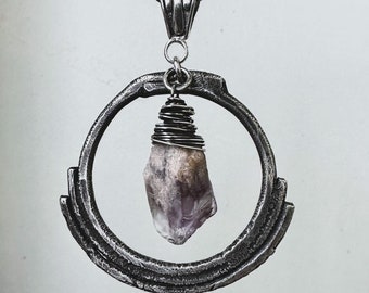 Raw Amethyst Necklace / Sterling Silver Necklaces / Daniellerosebean / Purple Stone Pendant / Rustic Jewellery / Boho Jewelry /