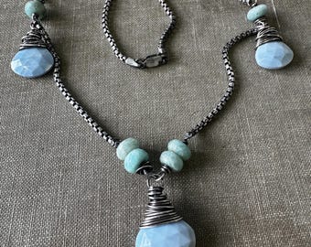 Chalcedony and Amazonite Necklace