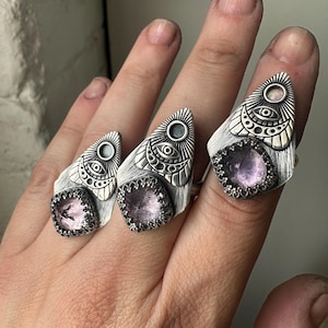 Lavender Amethyst Statement Ring / All Seeing Eye Jewelry / Sterling Silver Jewelry Custom / Daniellerosebean / Witchy / Healing Stones