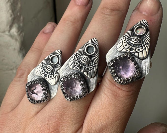 Lavender Amethyst Planchette Ring