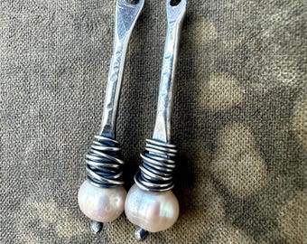 Freshwater Pearl and Sterling Silver Drop Earrings