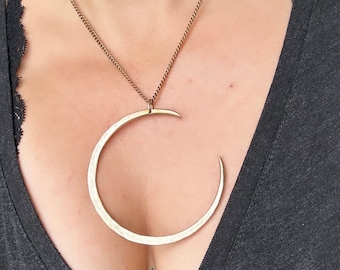 Moon Necklace / Gold Brass Moons / Crescent Moon / Moon Pendant /Sterling Moon Necklace Daniellerosebean / Witch Jewelry