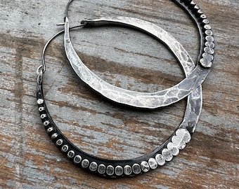 Hammered Sterling Silver Hoop
