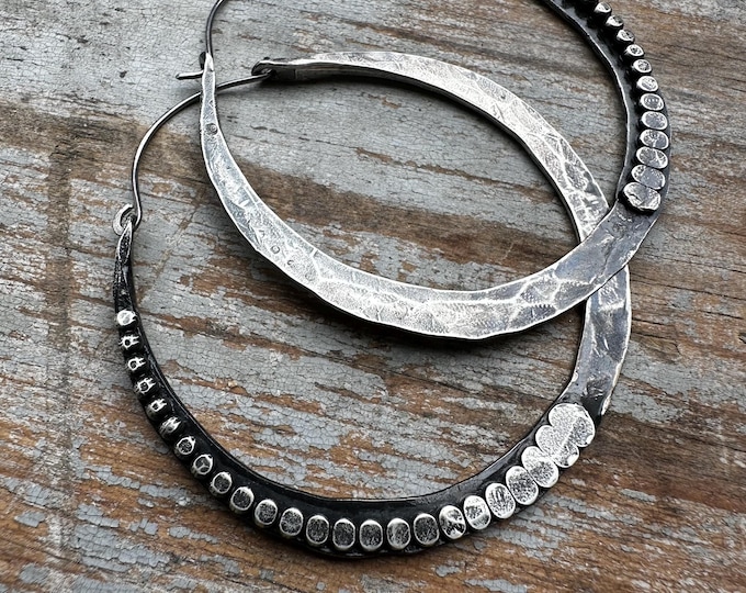 Hammered Sterling Silver Hoop