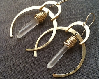Quartz Horsehoe Dangle Earrings