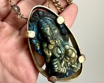 Labradorite Ganesha Statement Necklace
