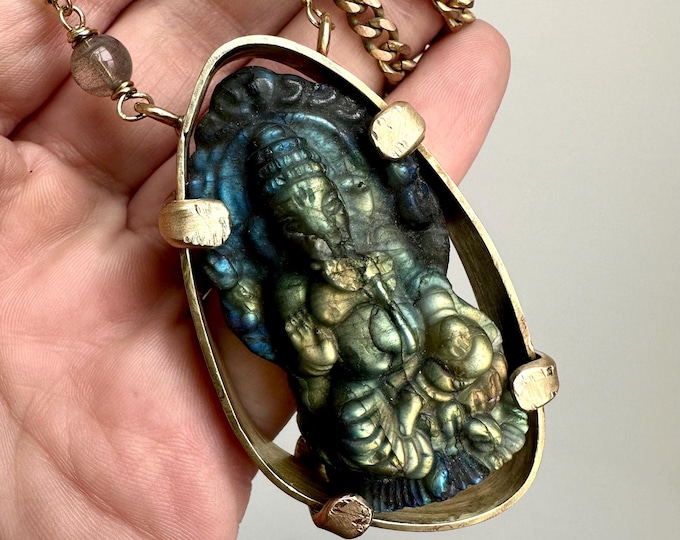 Labradorite Ganesha Statement Necklace