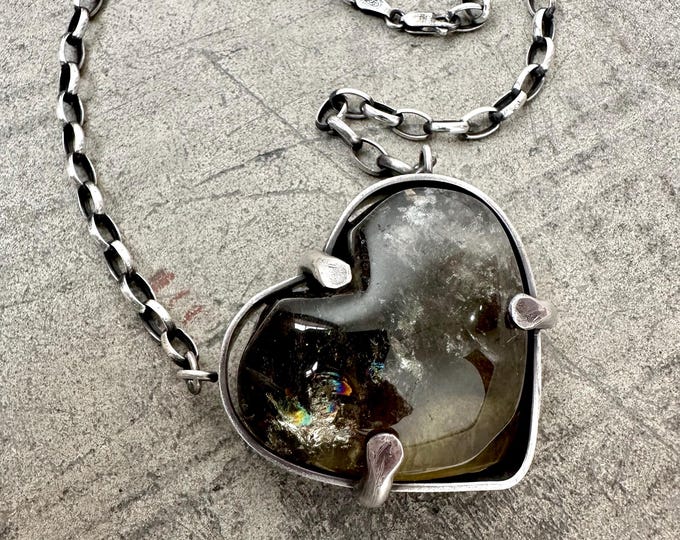 Smoky Quartz Heart Pendant Necklace