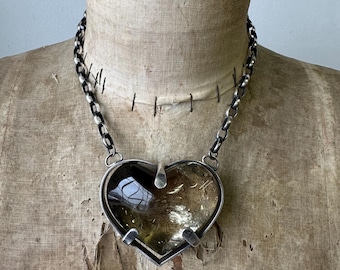 Smoky Quartz Heart Pendant Necklace