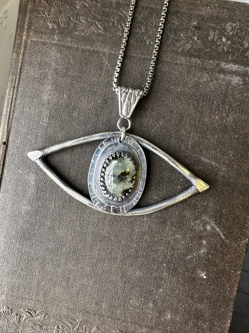 Evil Eye Statement Necklace / Sterling Silver Jewelry / Third Eye / Boho / Statement Jewellery / Healing Pendant / daniellerosebean / Pearl image 4