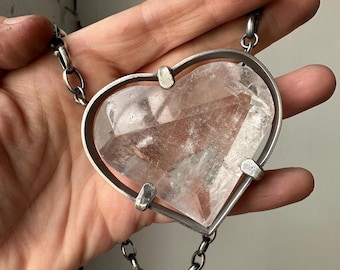 Quartz Heart Pendant Necklace