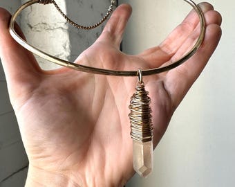 Brass Collar with Quartz Point