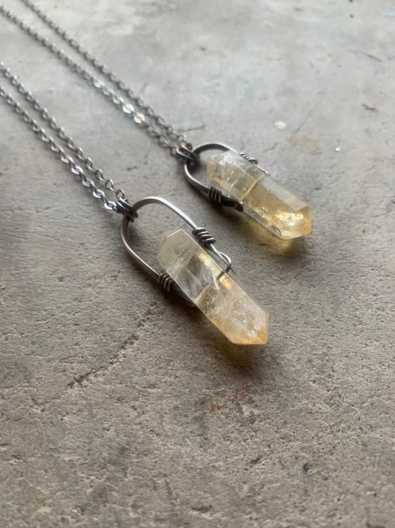 Citrine Necklace / Healing Crystals / Sterling Silver / Crystal Necklace / Silver Necklace / daniellerosebean / mustard yellow / rustic image 6