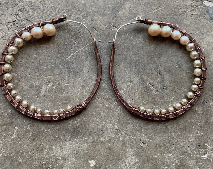 Vintage Pearl Hoop Earrings