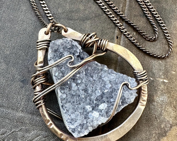 Druzy Amethyst Pendant Necklace