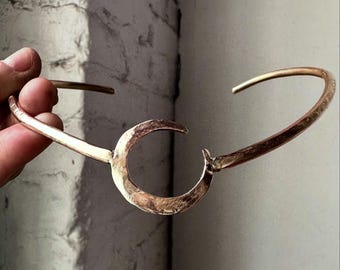 Solid Brass Moon Collar Necklace