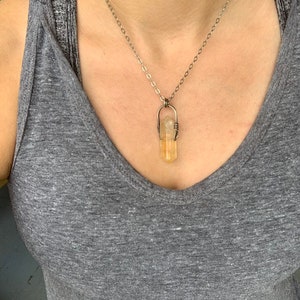 Citrine Necklace / Healing Crystals / Sterling Silver / Crystal Necklace / Silver Necklace / daniellerosebean / mustard yellow / rustic image 5