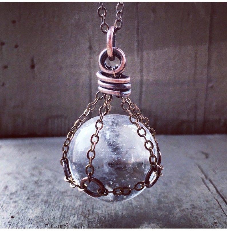 Crystal Ball Necklace Quartz Crystal Healing Crystal Clear Etsy