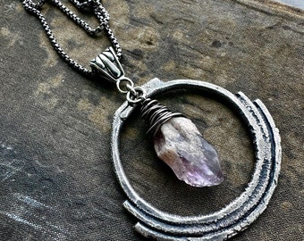 Raw Amethyst Necklace / Sterling Silver Necklaces / Daniellerosebean / Purple Stone Pendant / Rustic Jewellery / Boho Jewelry /