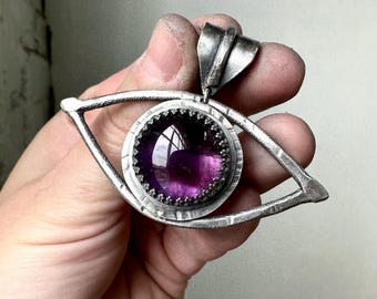 Amethyst Evil Eye Pendant Necklace