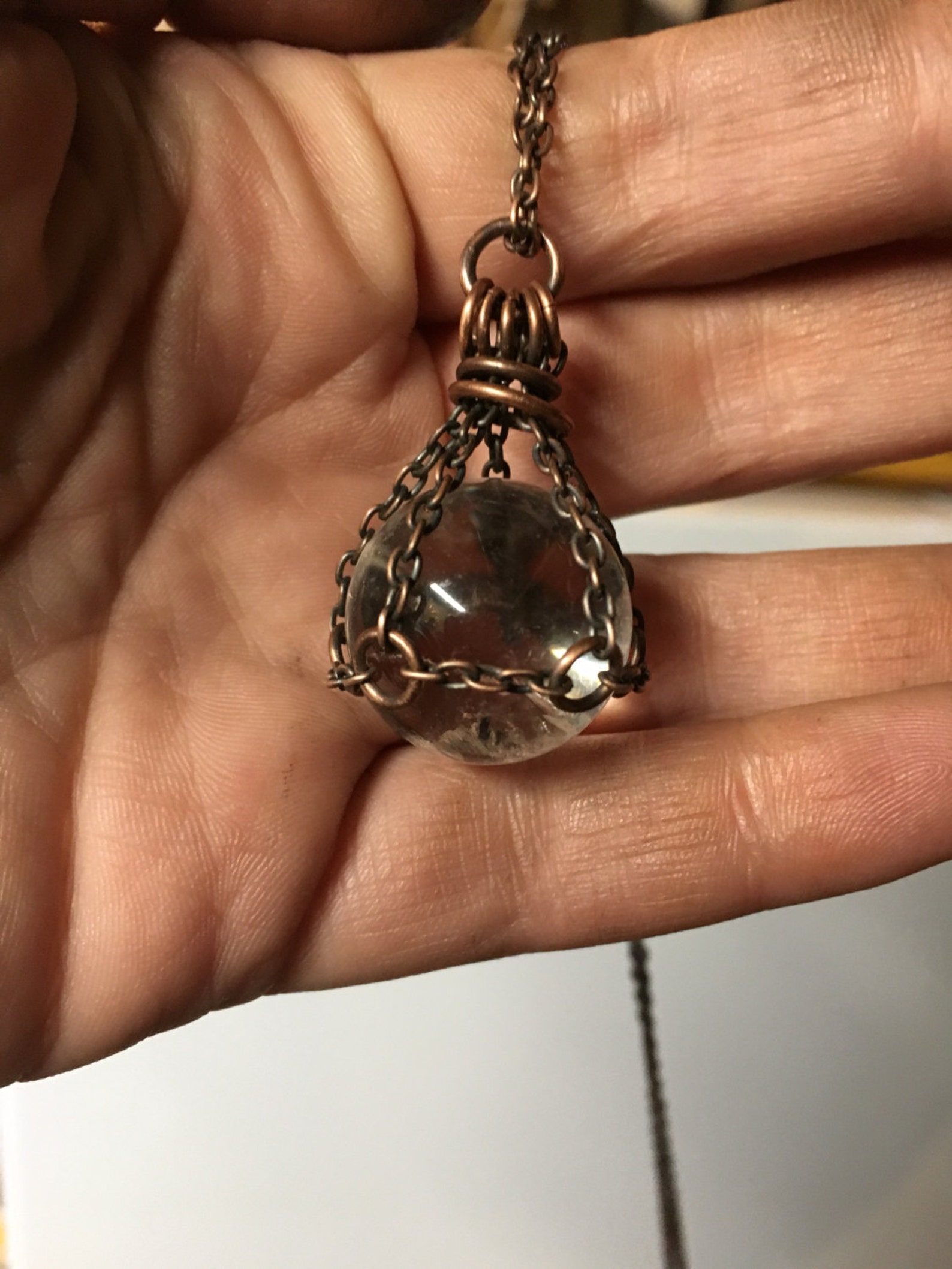 Crystal Ball Necklace Quartz Crystal Healing Crystal Clear Etsy