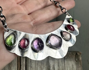 Multicolor Tourmaline Sterling Silver Necklace