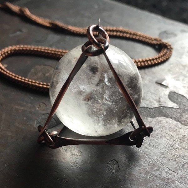 Crystal Ball Necklace / Statement Necklace / Healing Crystal / Quartz Sphere / Copper  / Crystal Necklace / Daniellerosebean / Boho Jewelry