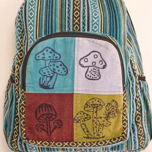 Mushroom Backpack, Festival Backpack, boho backpack, Fair Trade rucksack, boho backpack, retro backpack, unisex bags,eco friendly,handmade