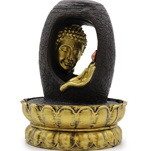 Golden Buddha Tabletop Water Fountain: Feng Shui Zen Decor