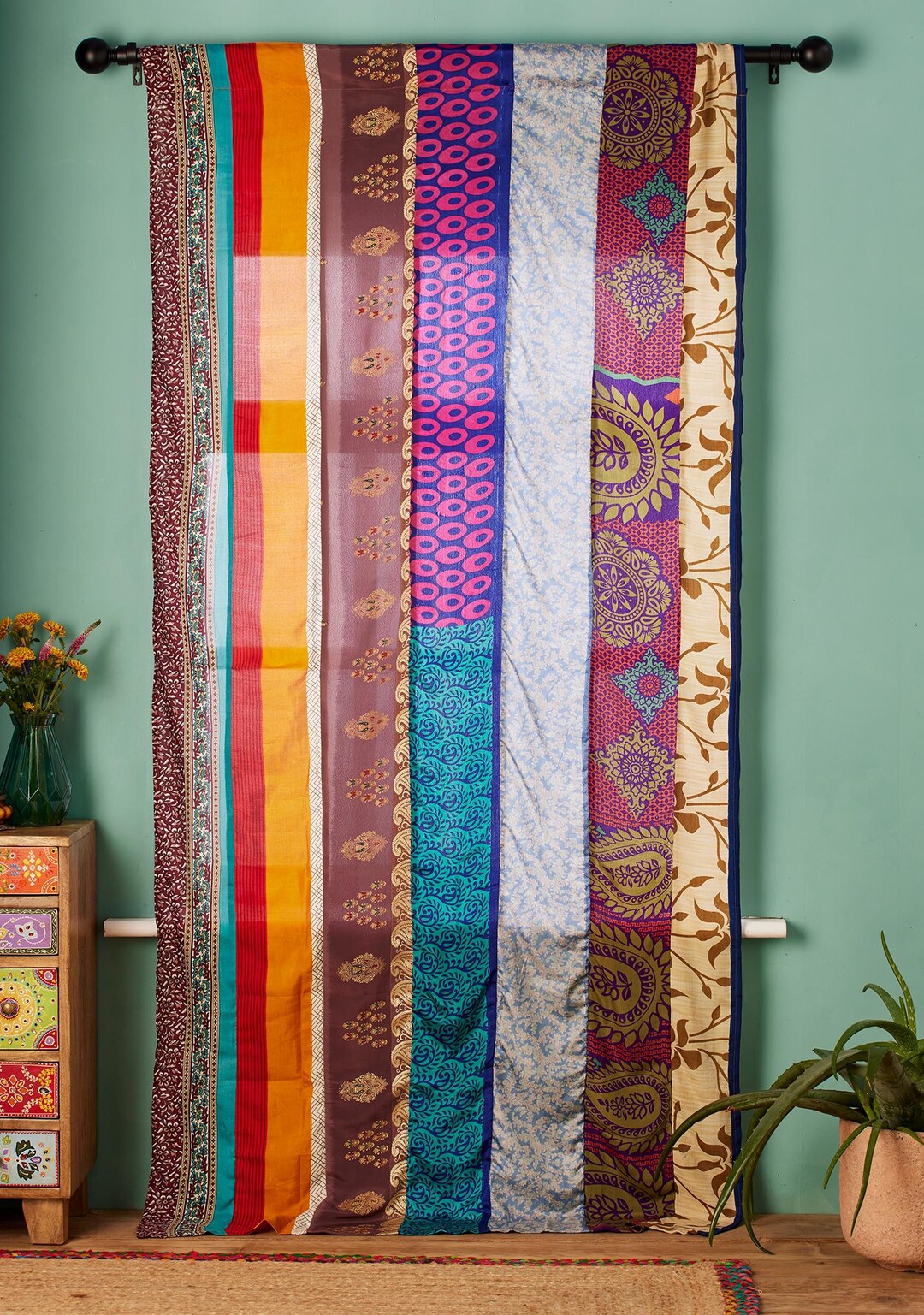 Recycled Sari Curtain Panel: Bohemian Window Dressing - Etsy