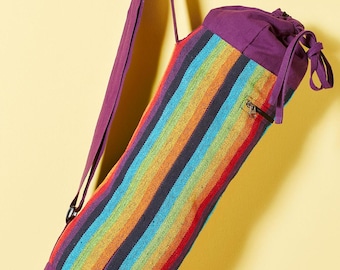 Rainbow Stripe Gheri Yoga Mat Bag: Handcrafted Fairtrade