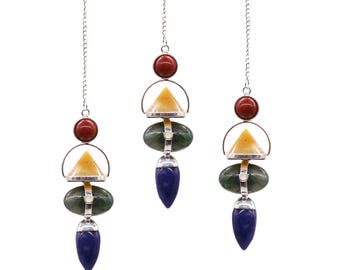 Gemstone Pendulum: Red Jasper, Aventurine, Agate, Sodalite & Moonstone