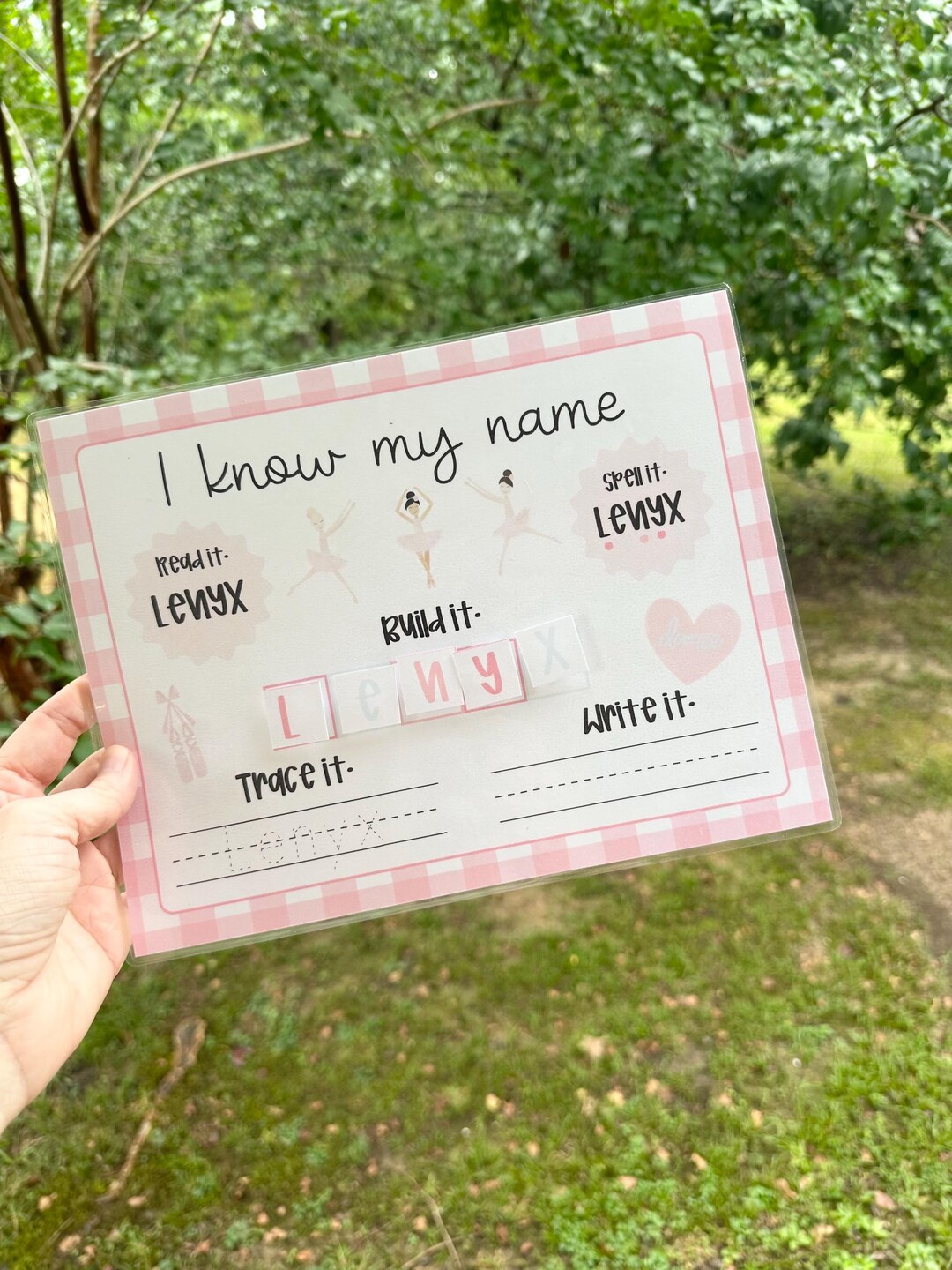 Preschool Name Recognition Dry Erase Worksheet- Ballerina - Etsy