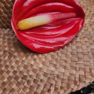 Tropical Luau Foam Flower Hair accessory (1 red or purple  anthurium)