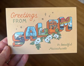 Grüße von der Salem Massachusetts Postkarte