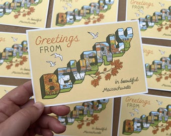 Greetings from Beverly Massachusetts postcard
