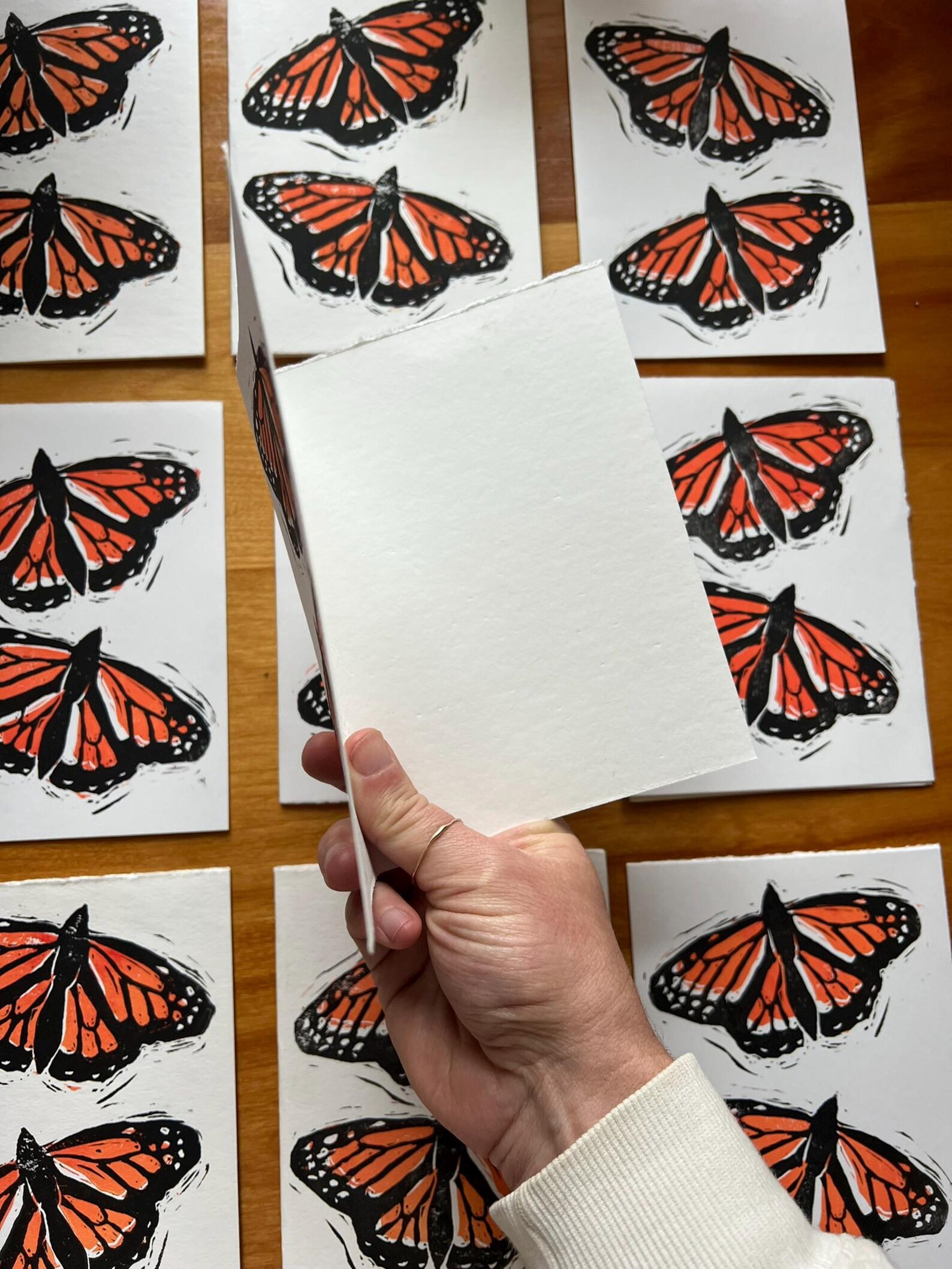 Hand Printed Linocut Monarch Butterfly Card, Blank Inside - Etsy