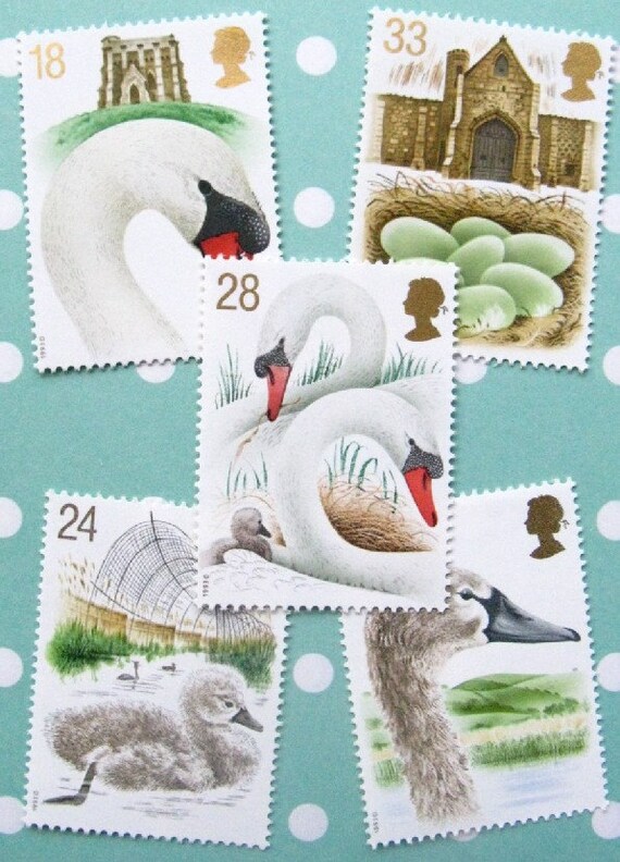 Items similar to Swan stamp set almost vintage postage Great Britain postage stamp