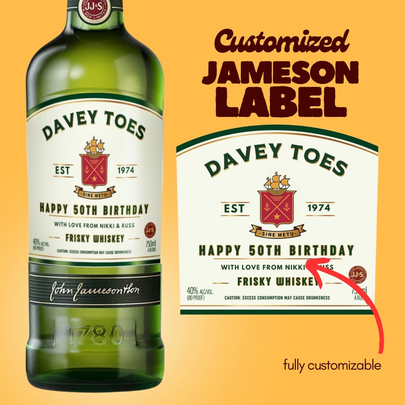 Printable Jameson Whiskey Label Custom Digital Download Groomsmen Gift ...