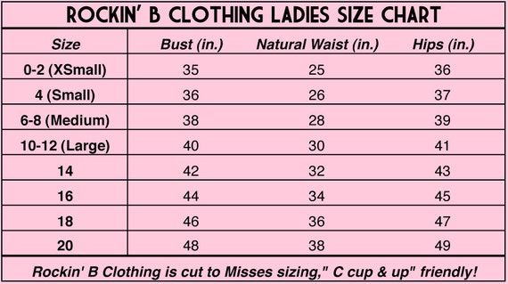 Pinup Couture Size Chart
