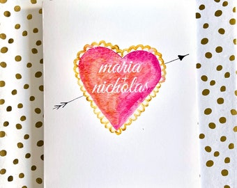 Cupid's Heart Card, Anniversary Card, Wedding Card, Personalized Card, Heart Card, Custom Card