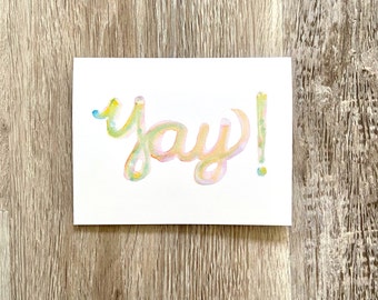 Congratulations Card | Yay! | Congrats | Watercolor Greeting Card | Engagement | Wedding | New Job | New Home | Celebration | Encouragement