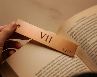 Custom Copper Bookmark – 7th Anniversary Metal Page Marker, Personalized Rustic Handmade Gift for Book Lovers