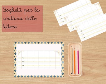 Writing sheets (Montessori) first grade line \ nursery school Writing sheets primary school \ preschool education